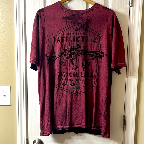 Affliction T-Shirt | Vintage Early 2000s | Red | Double Sided | 2 shirts… - Picture 3 of 7